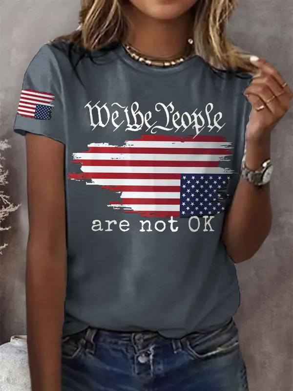 Women'S T-Shirt Retro We The People Are Not Ok Print T-Shirt