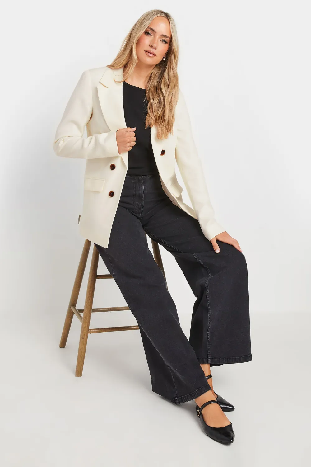 LTS Tall Black Double Breasted Blazer