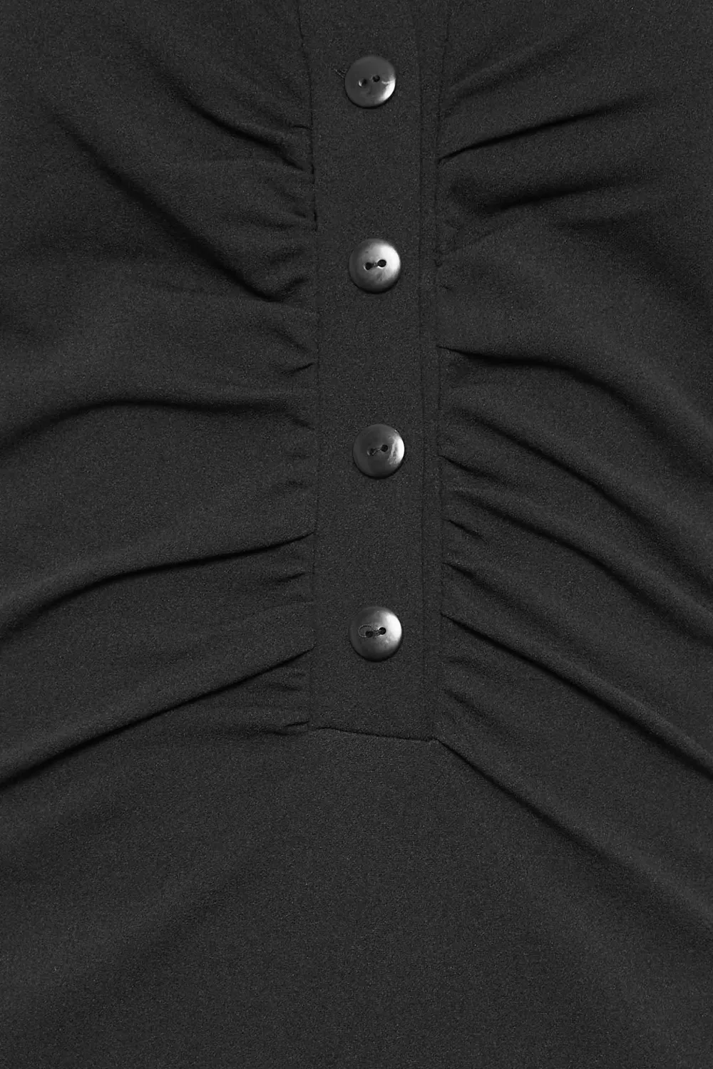LTS Tall Black Ruched Button Midi Dress