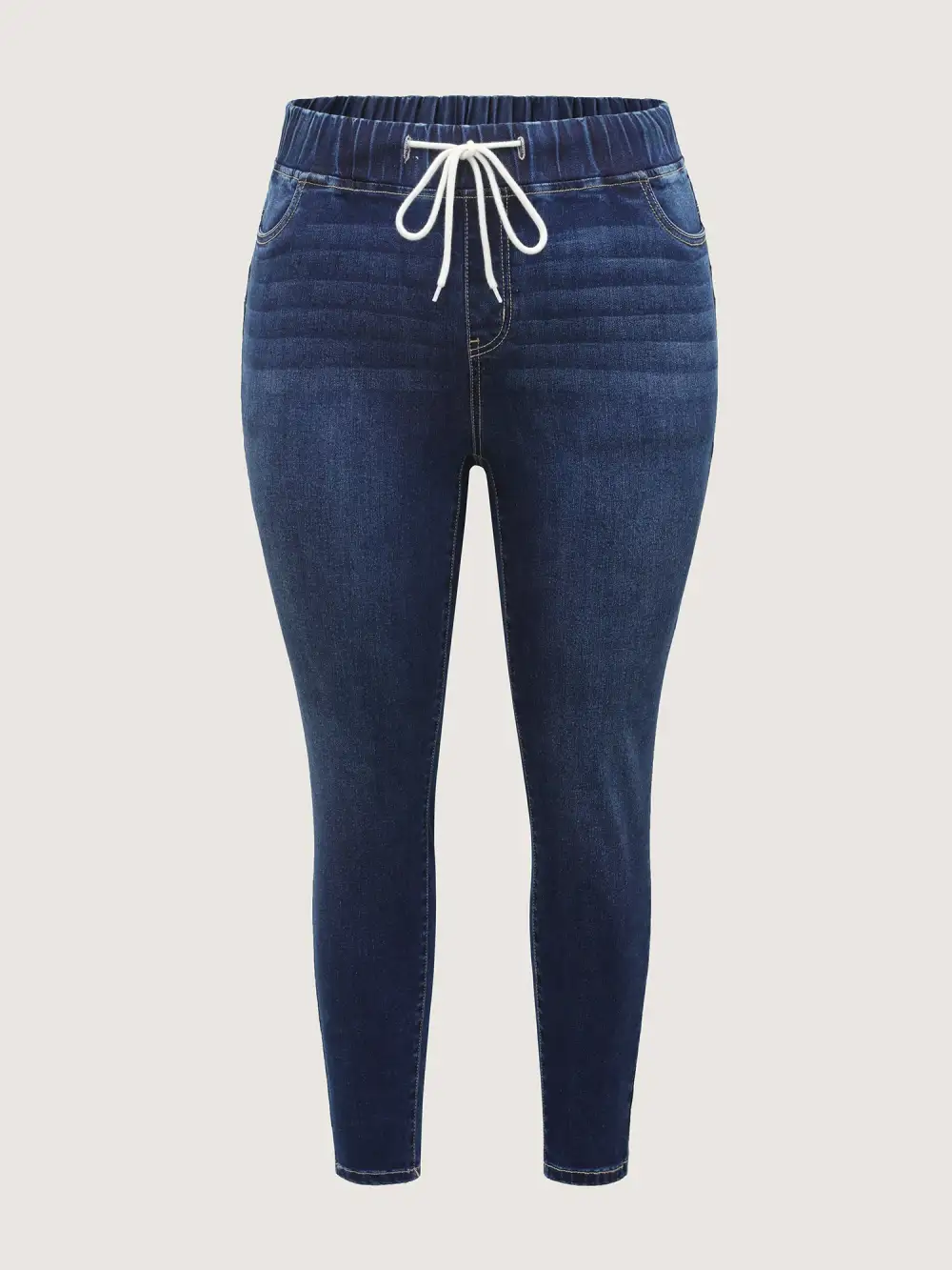 Drawstring Stretchy Waist Skinny-Fit Jeans