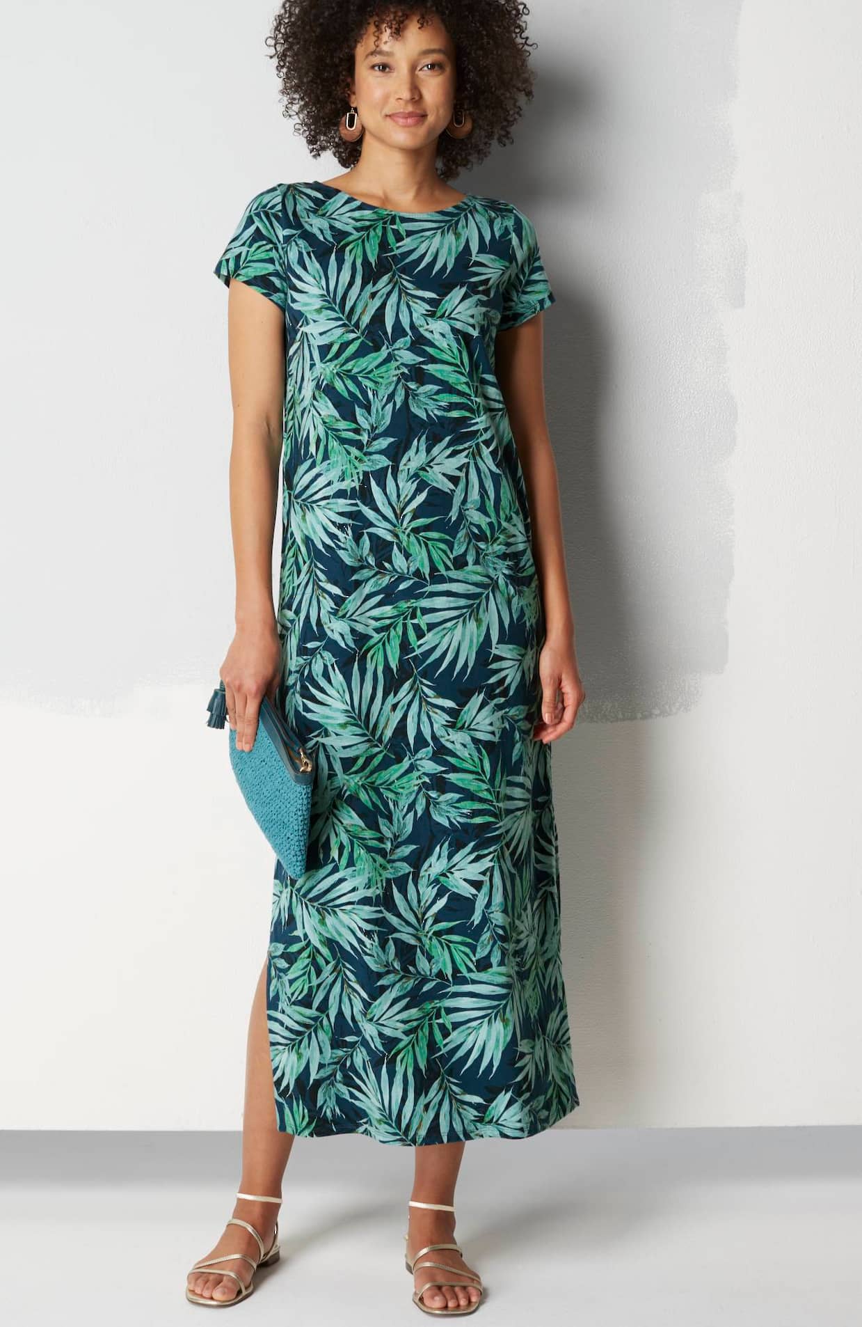 cap-sleeve maxi dress