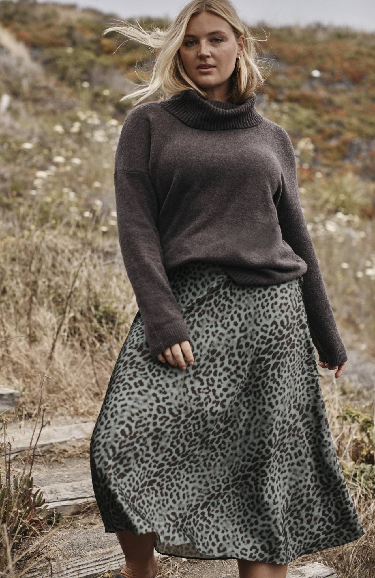 printed a-line midi skirt