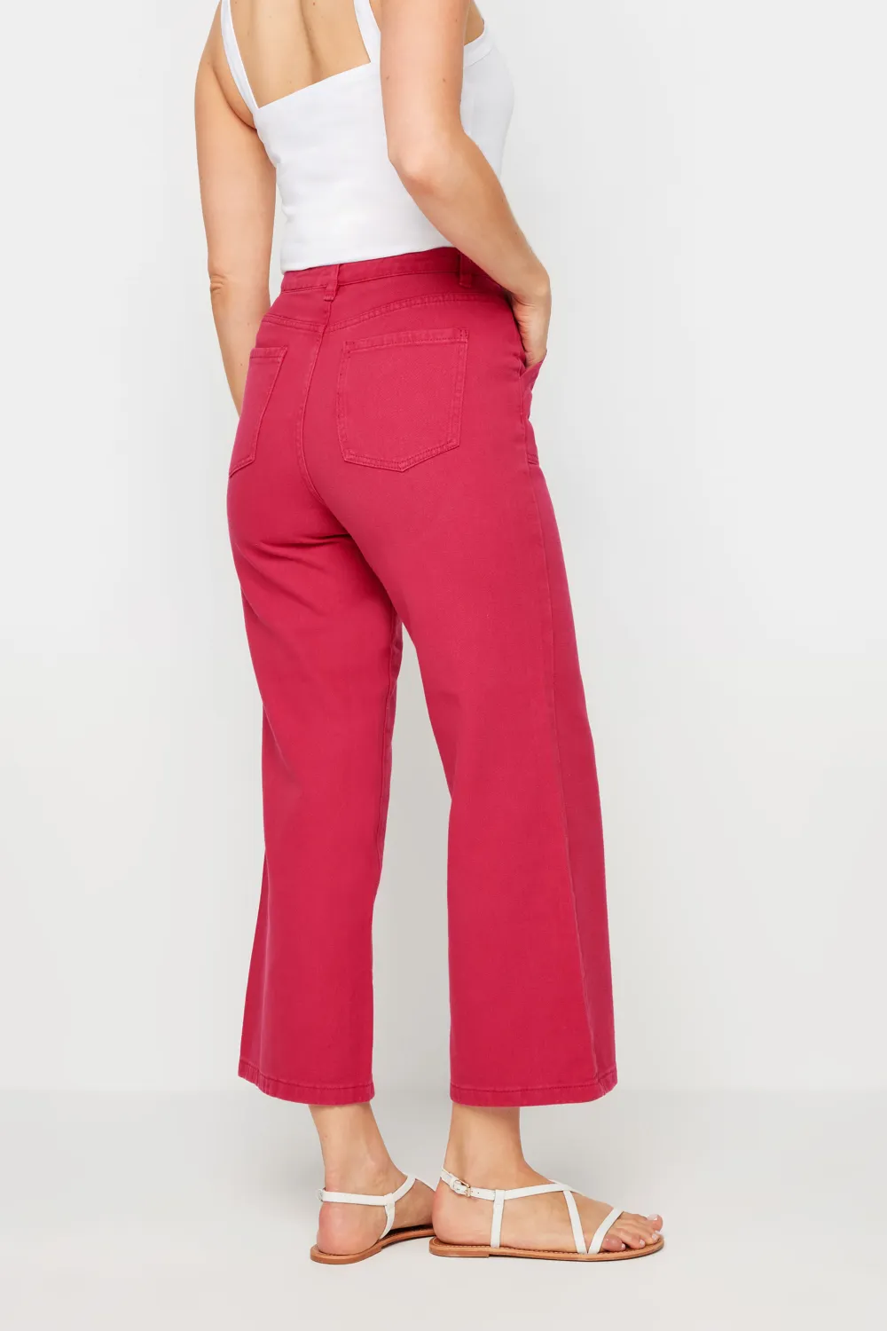 LTS Tall Bright Pink Cotton Twill Wide Leg Cropped Trousers