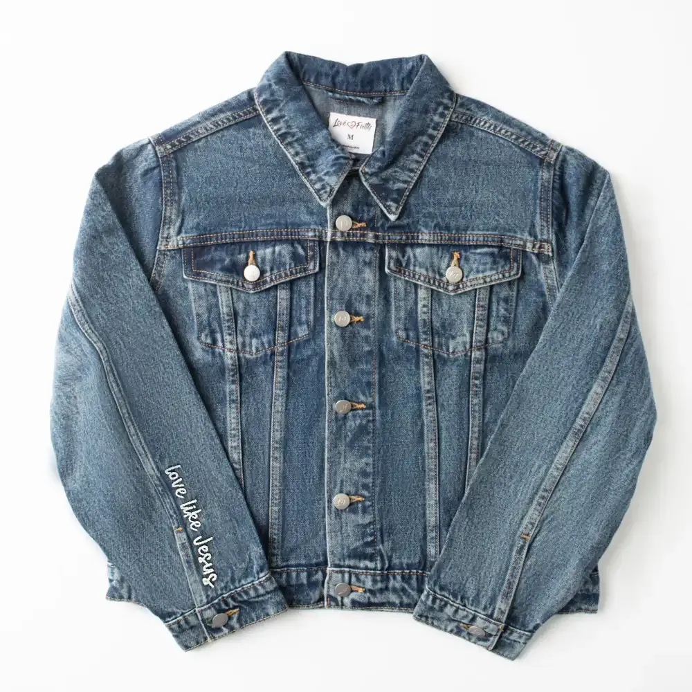 Vintage Washed Love Like Jesus Denim Jacket