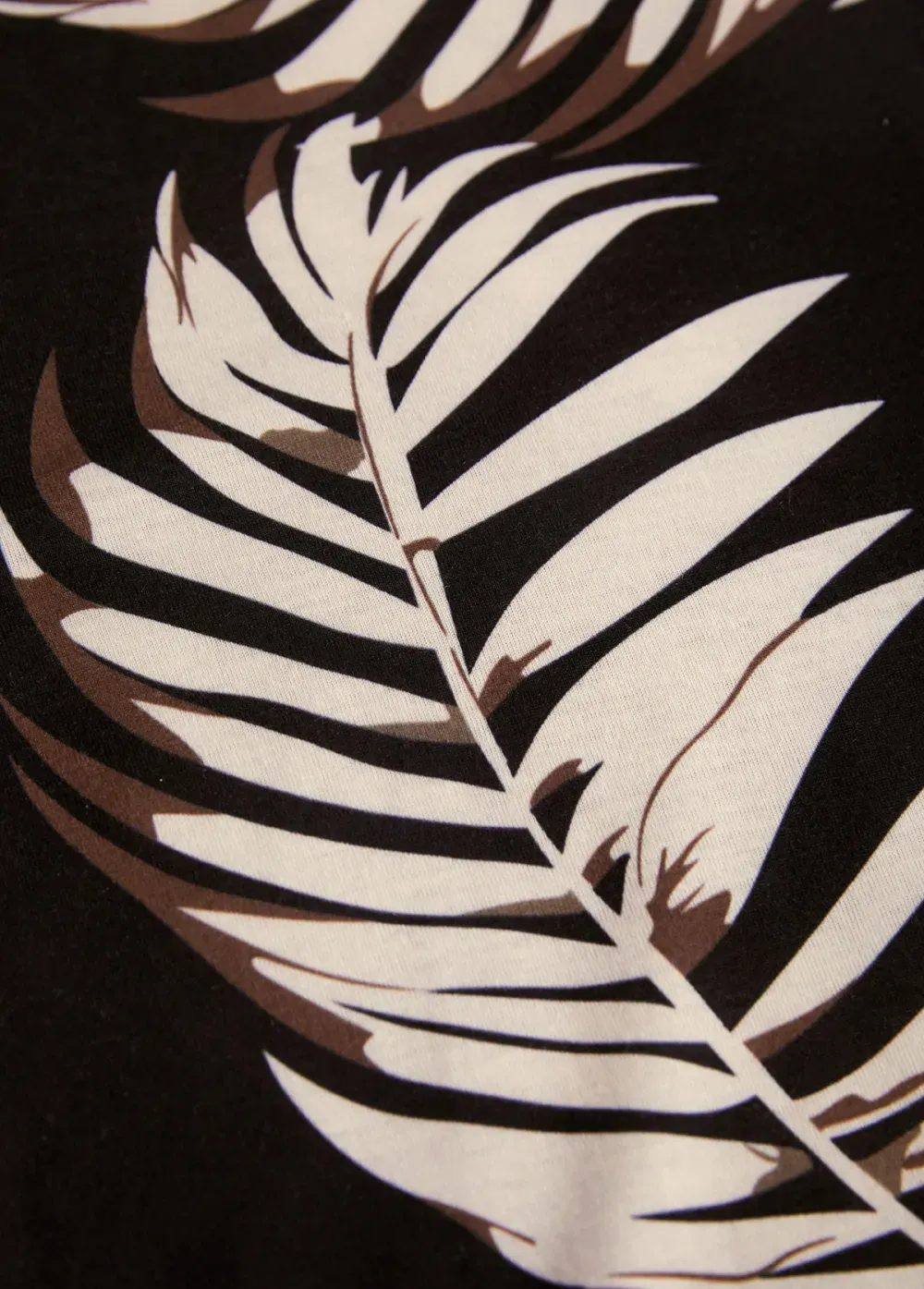 Black Tropical Plants Print Short V Neck Shift Dress