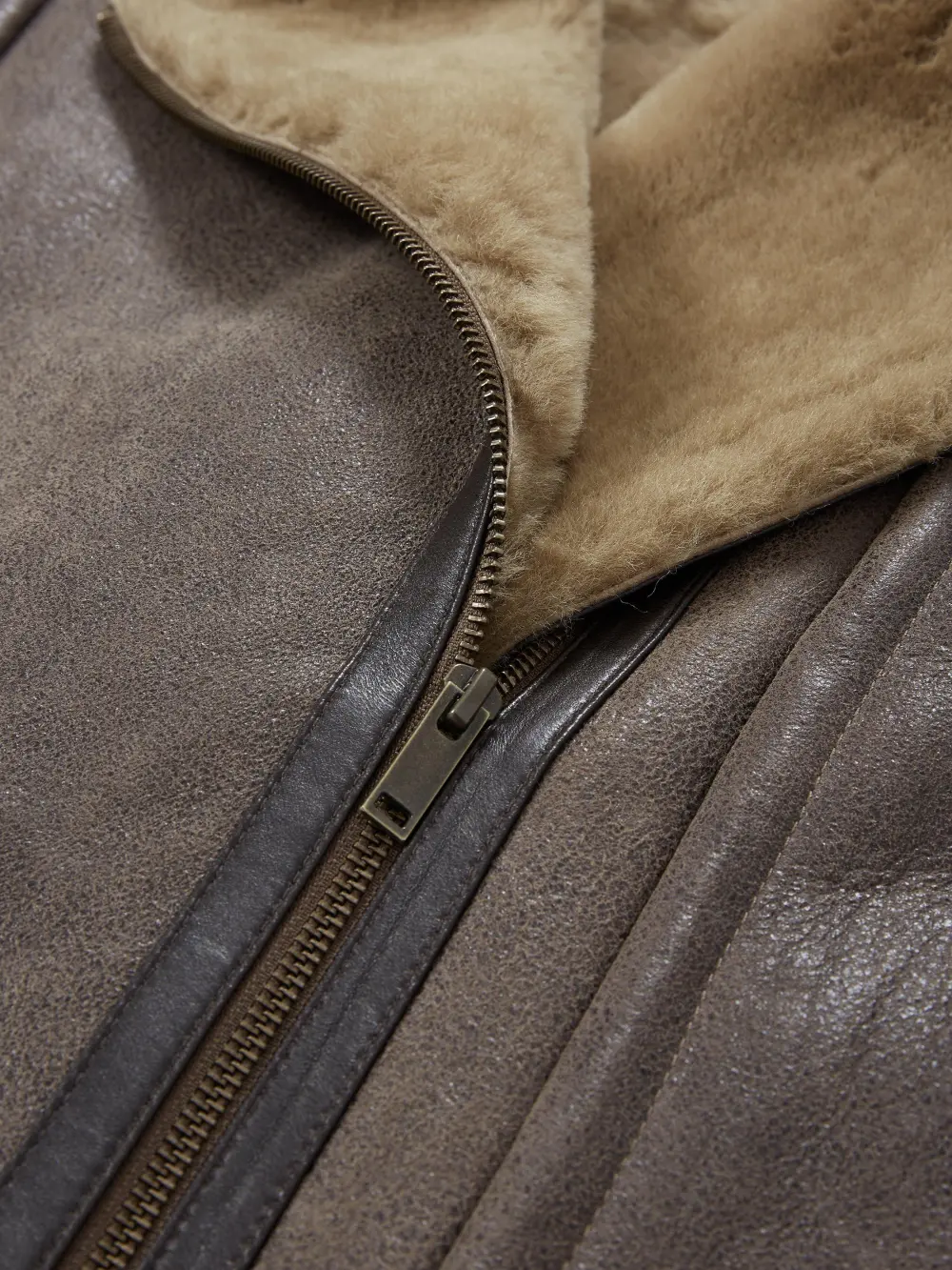 Boyfriend Aviator Sheepskin Jacket, Antique/Camel