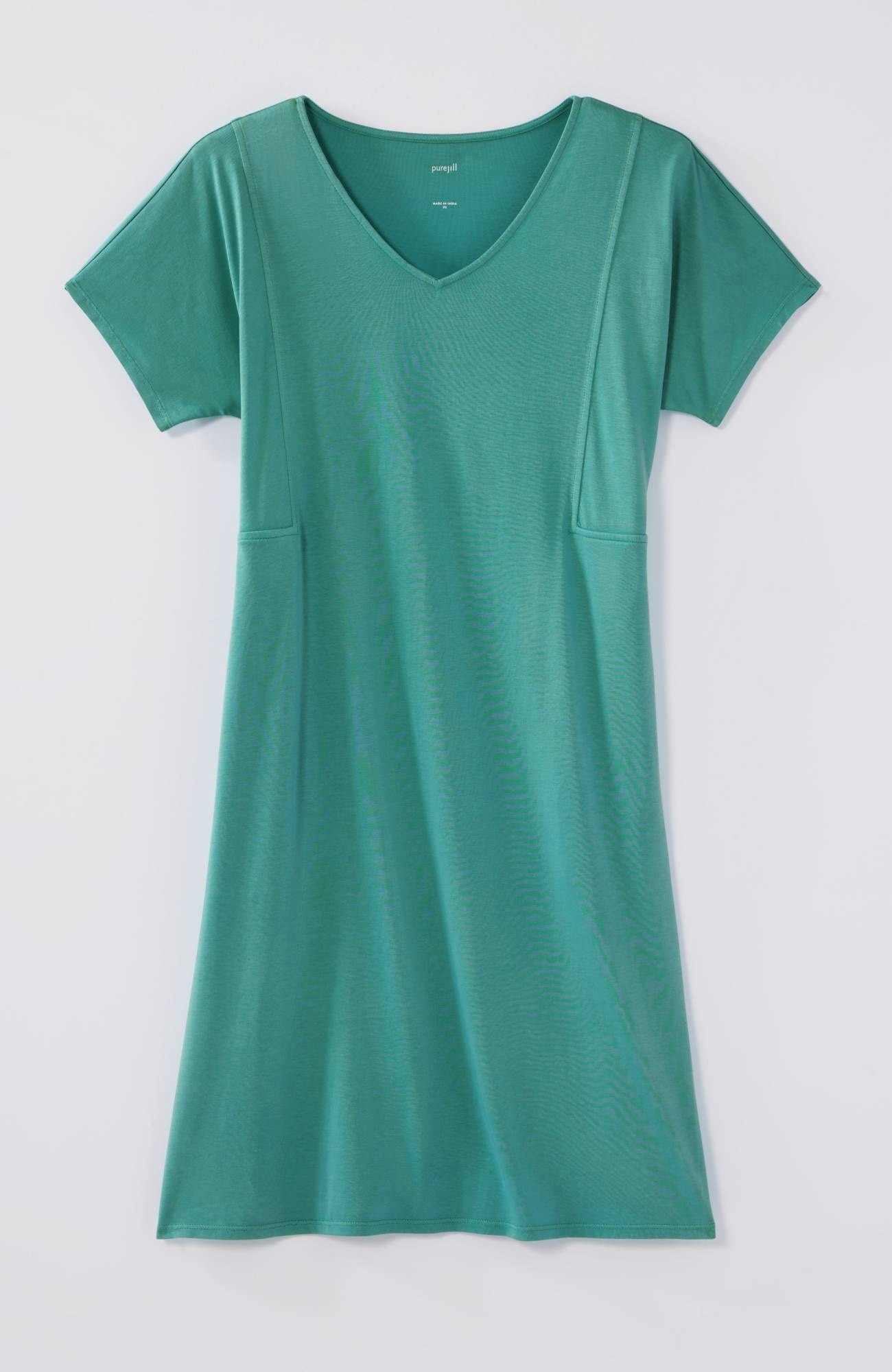 pure jill soft-v-neck t-shirt dress