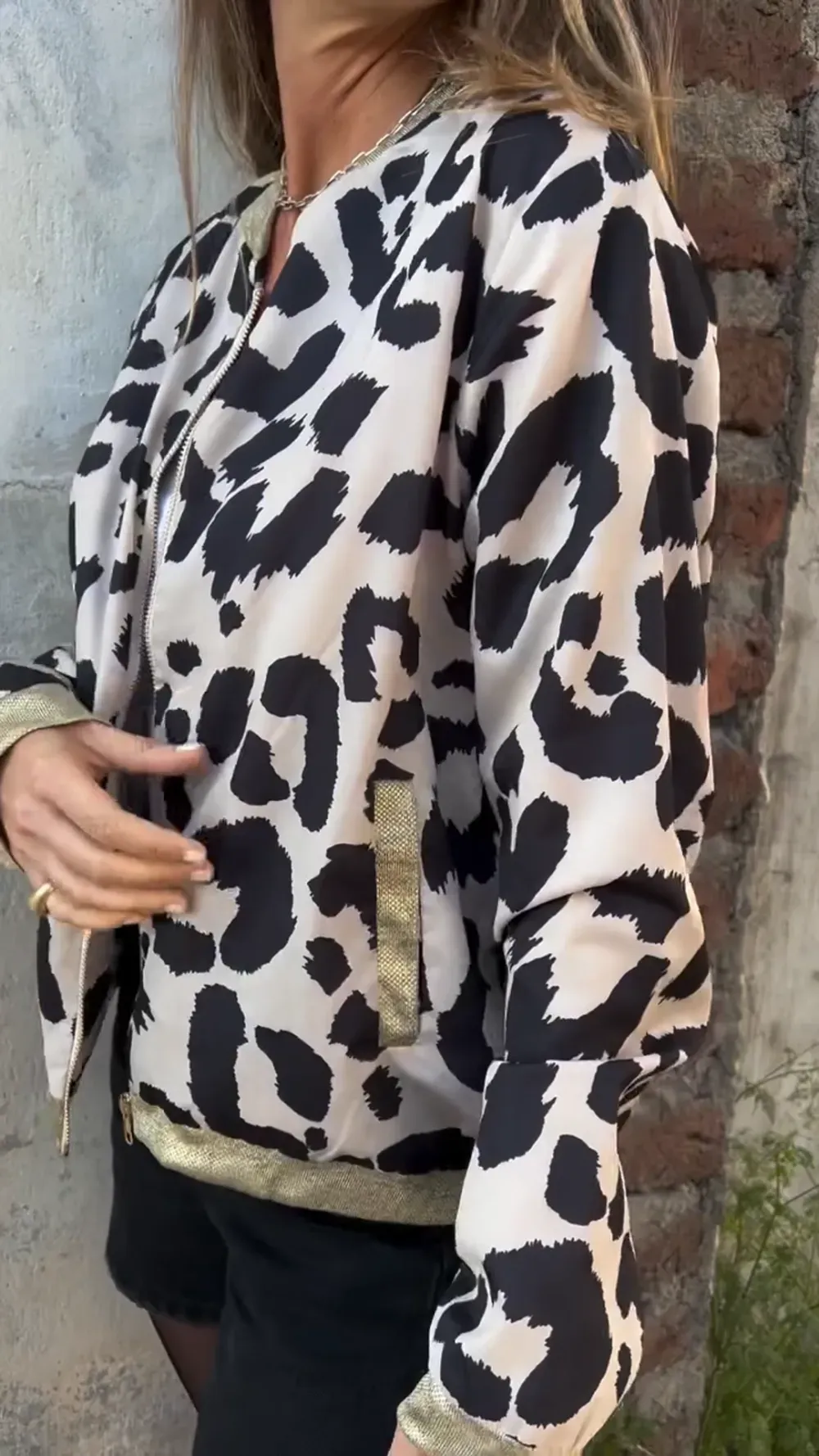 Wild Glam Leopard Bomber Jacket