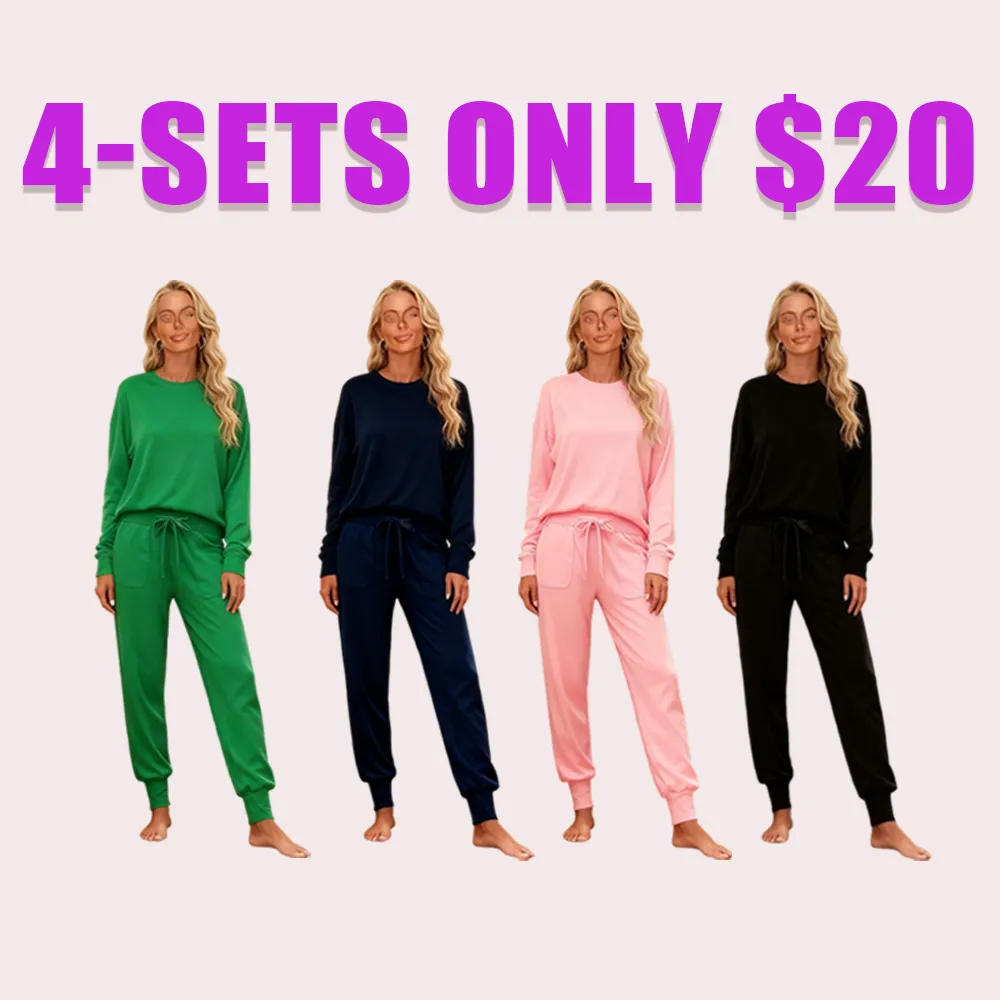 Women's Knit Loungewear Set: Long Sleeve + Jogger Pants