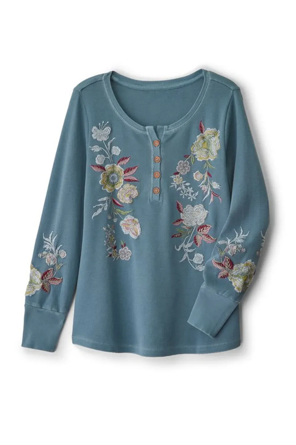 Krissy Embroidered Waffle Pullover