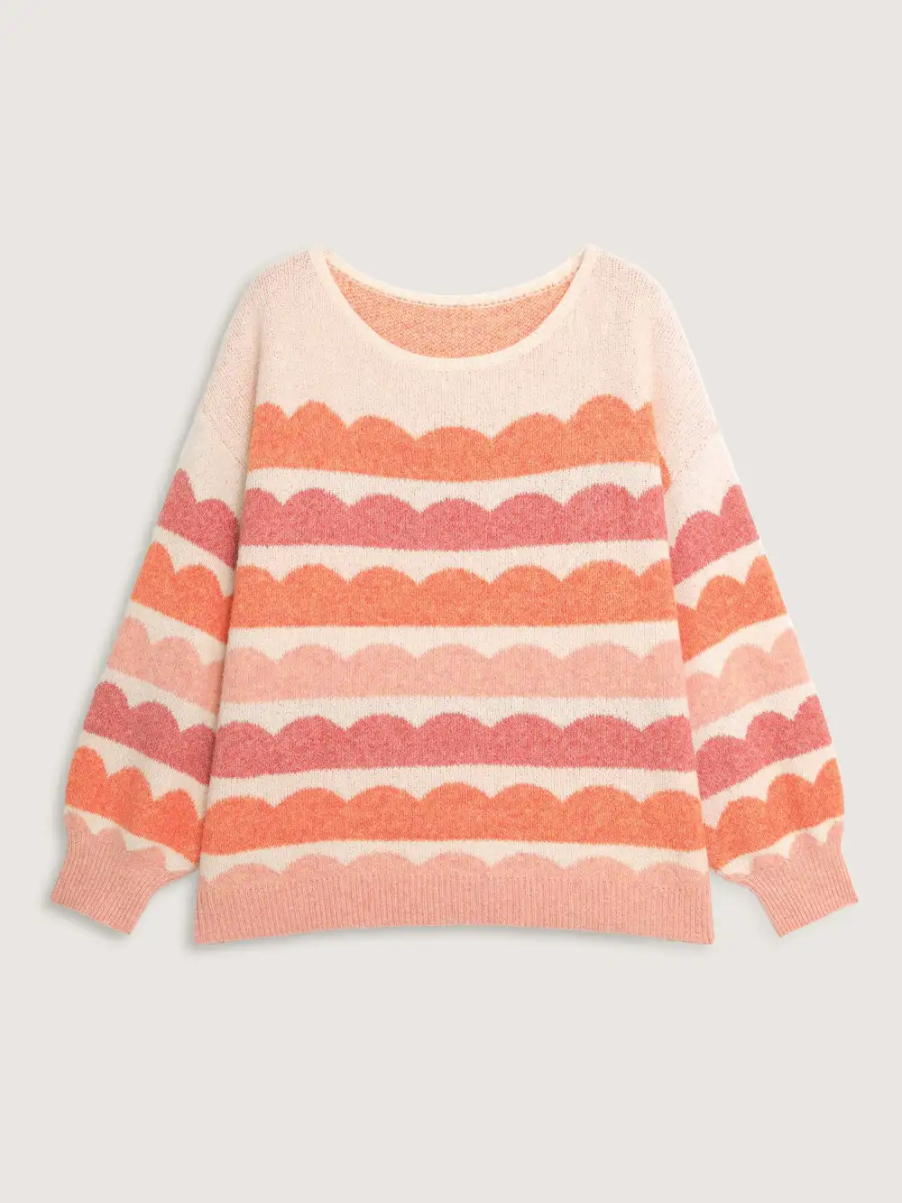 Cloudy Stripes Contrast Balloon Sleeve Pullover