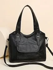 Women's Vintage Brown Faux Leather Tote Bag with Dual Handles and Adjustable Crossbody Strap – Spacious and Stylish for Everyday Use