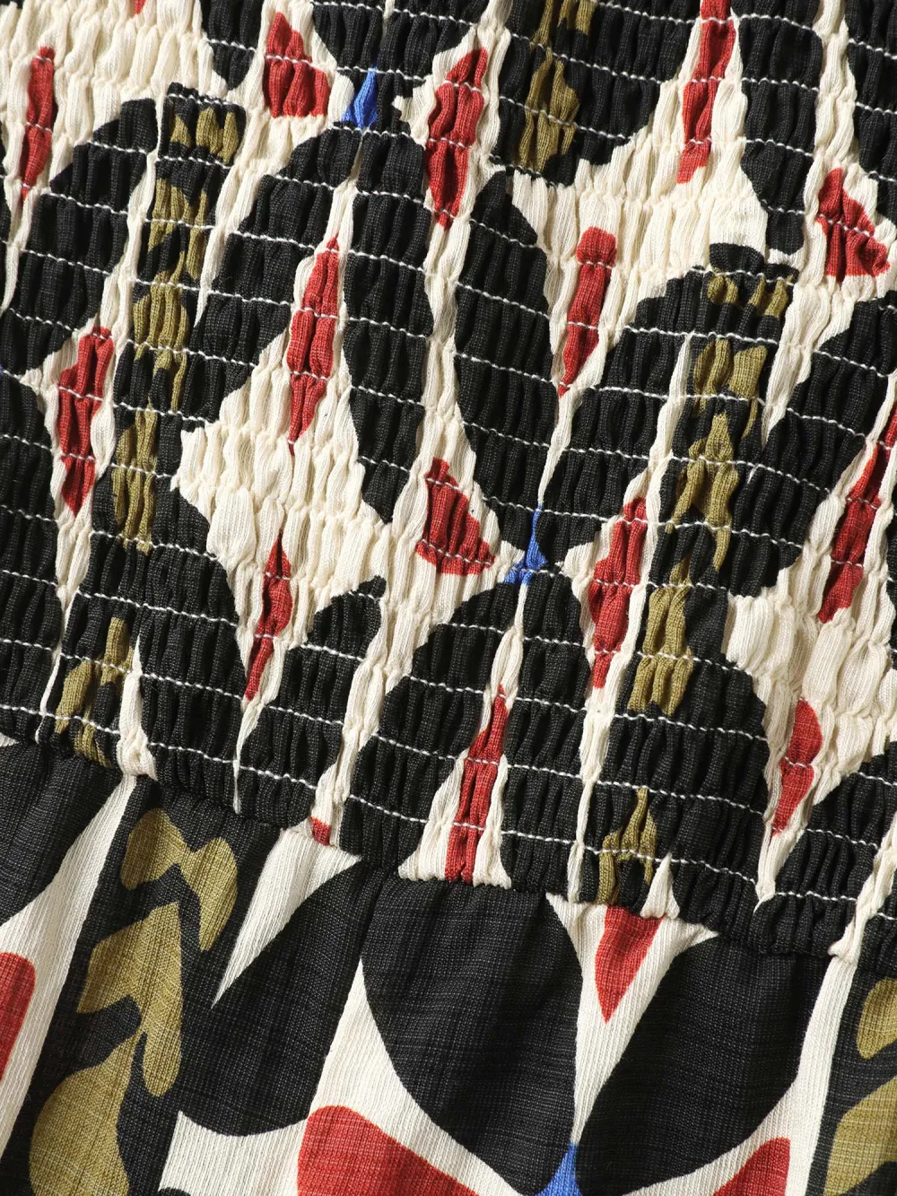 Retro Chic Print Shirred Bodice Jumpsuit