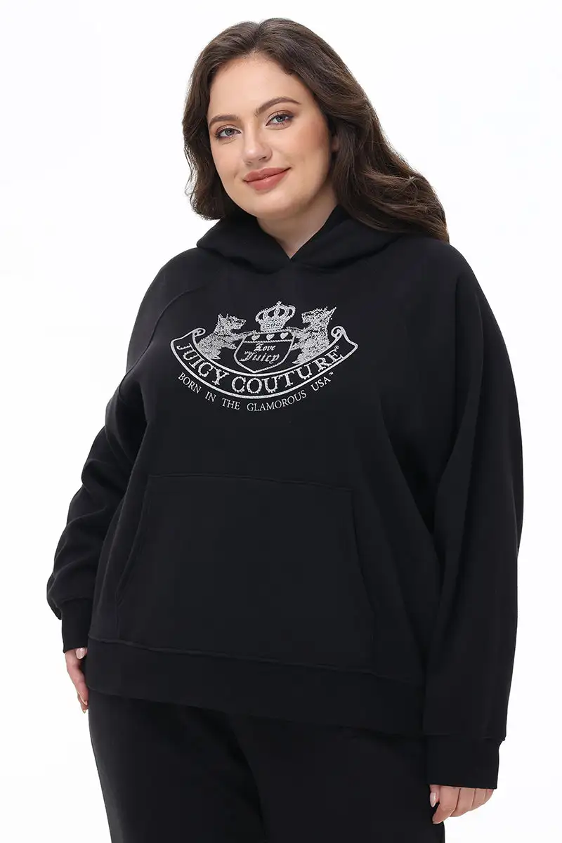 Plus-Size Oversized Fleece Scottie Dog Hoodie