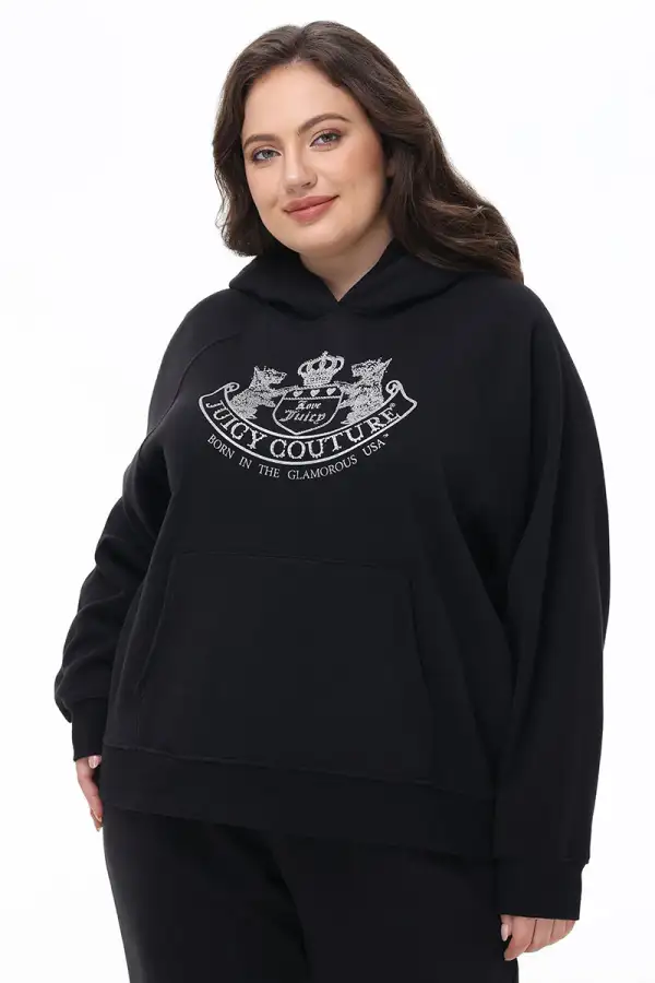 Plus-Size Oversized Fleece Scottie Dog Hoodie