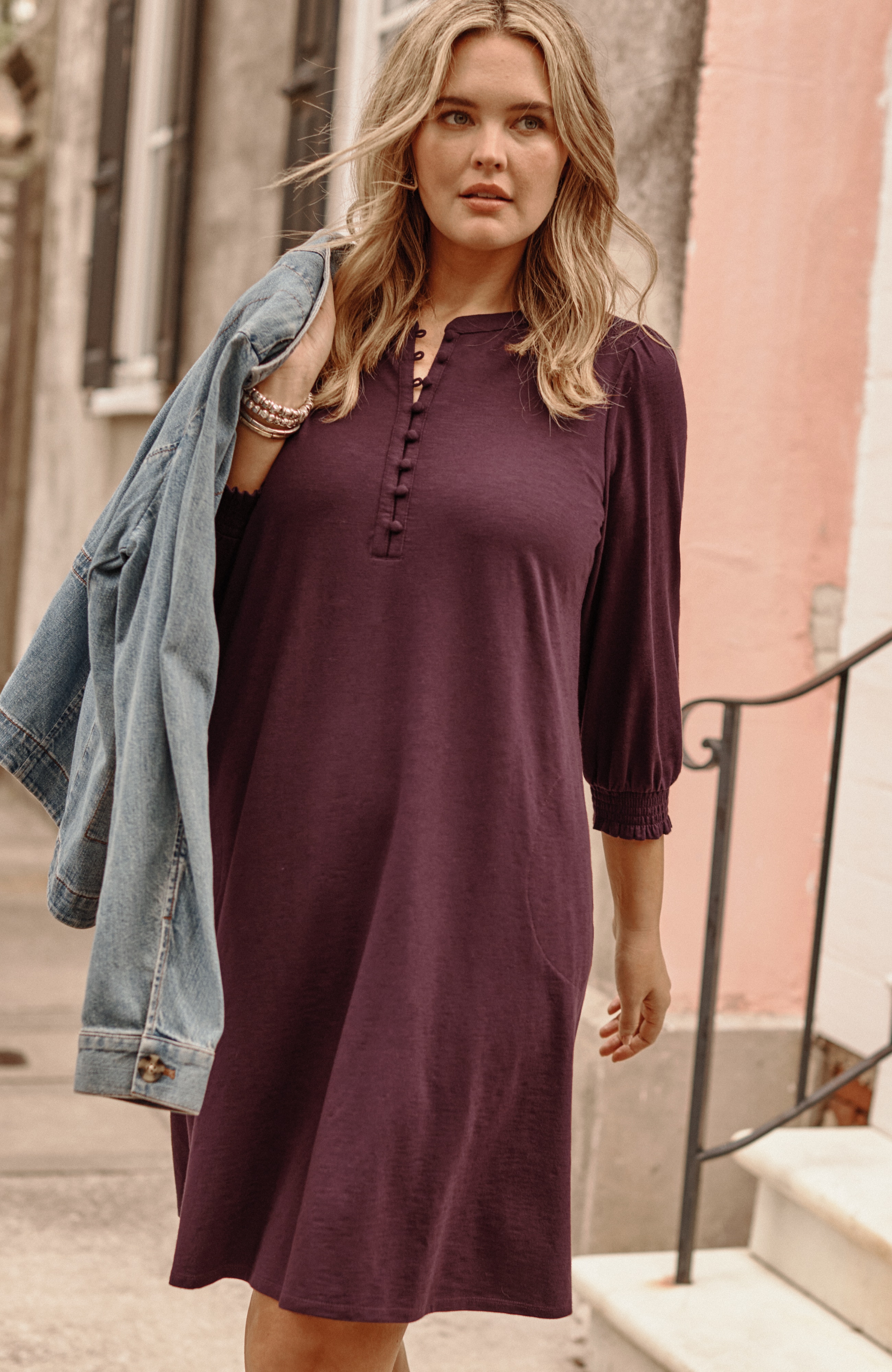 Smocked Henley Dress
