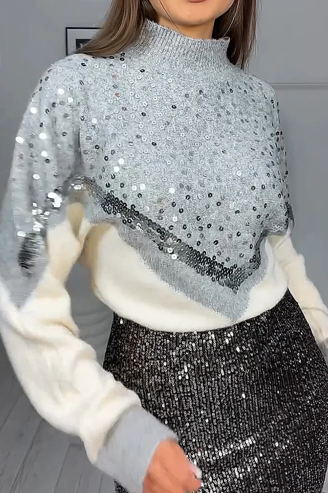 Women's fashion leopard print sequined sweater