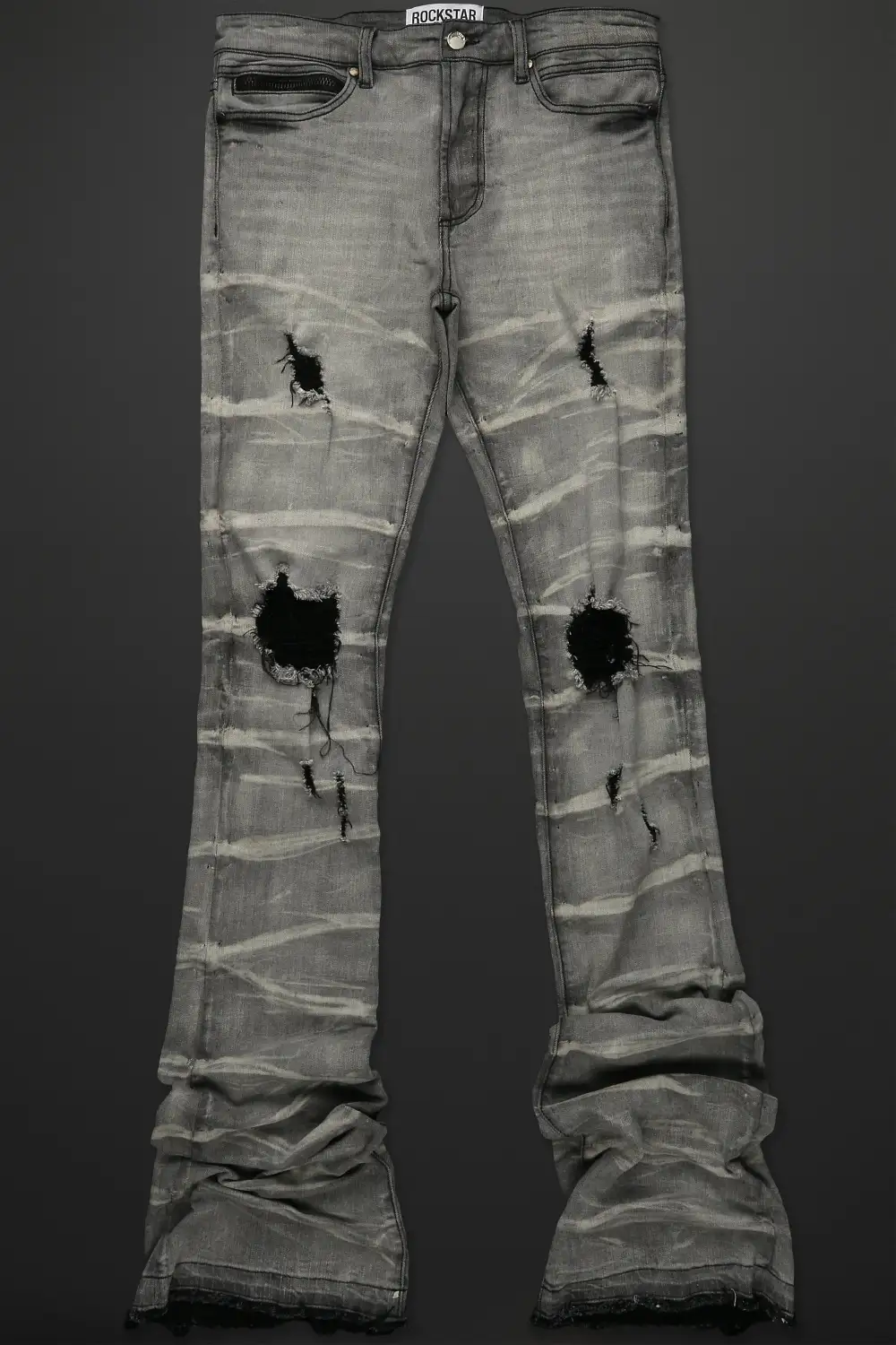 Sniper Light Grey Super Stacked Flare Jean
