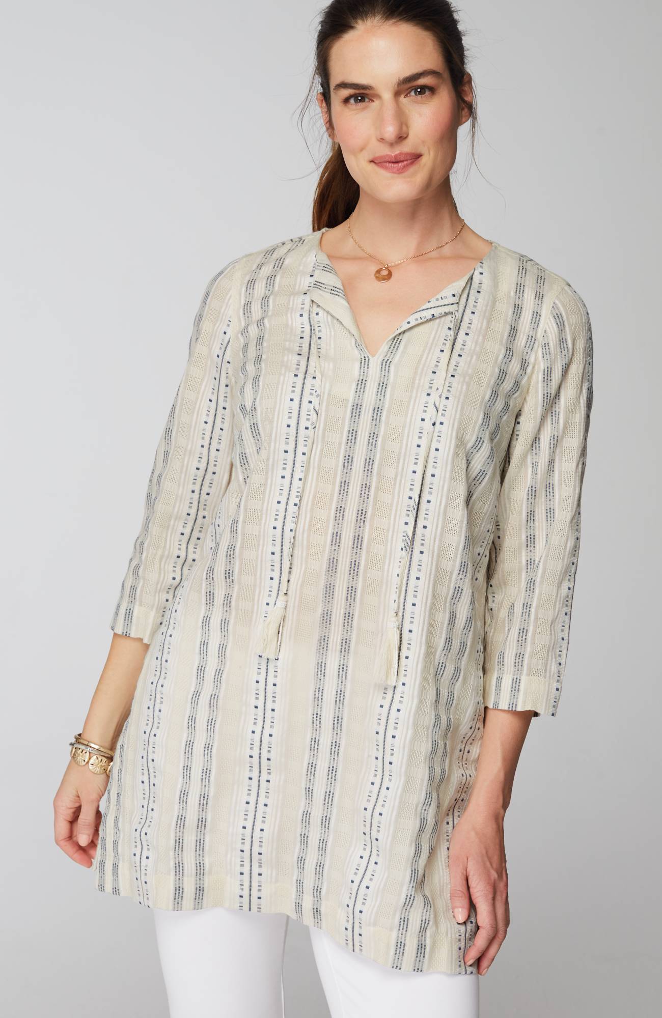 Pure Jill Split-Neck Dobby Tunic