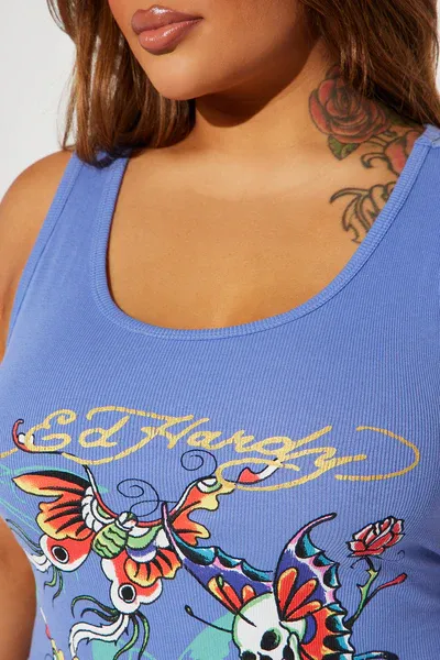 Ed Hardy Butterfly Maxi Dress - Slate Blue