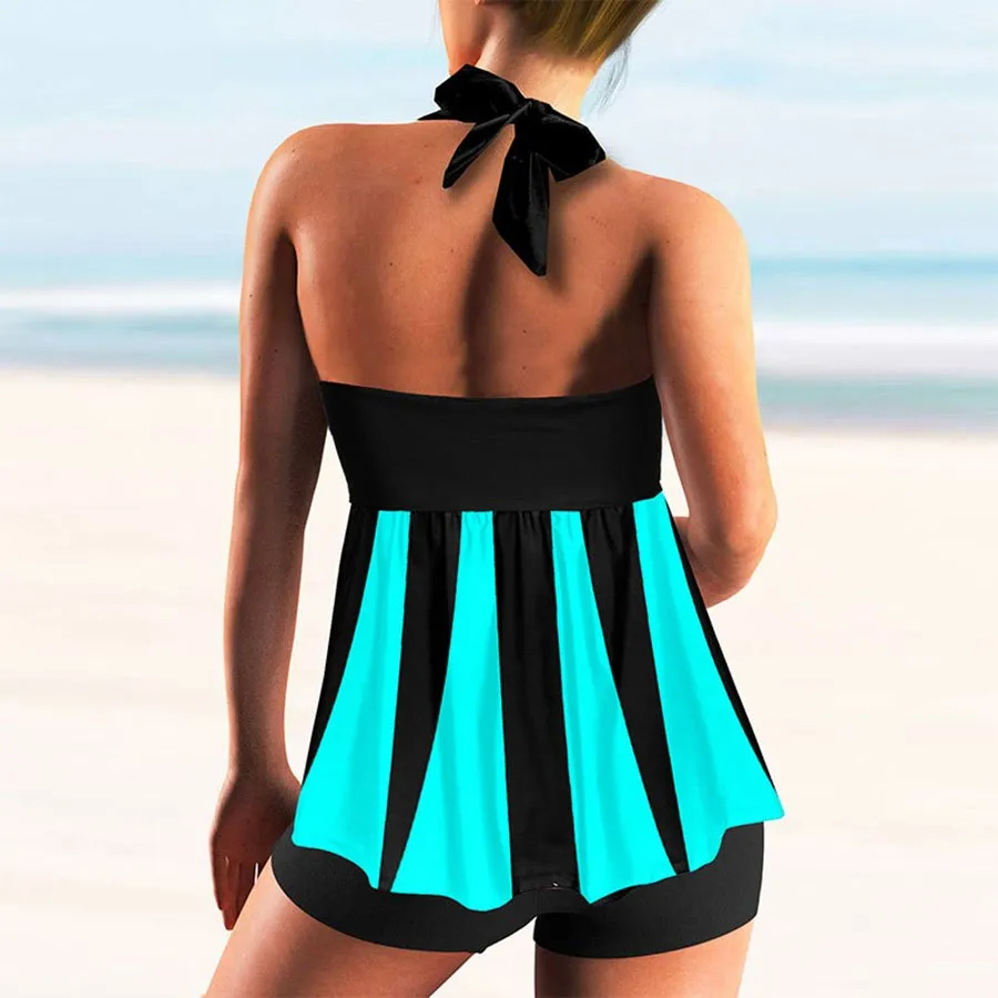 Women's Plus Size Stripe Printed Bikini Swimsuit