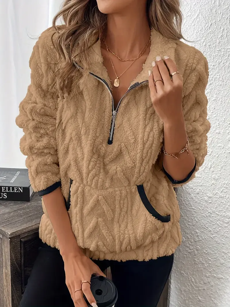 Women'S Fashion Fuzzy Sweatshirt, Polyester Knit Fabric,