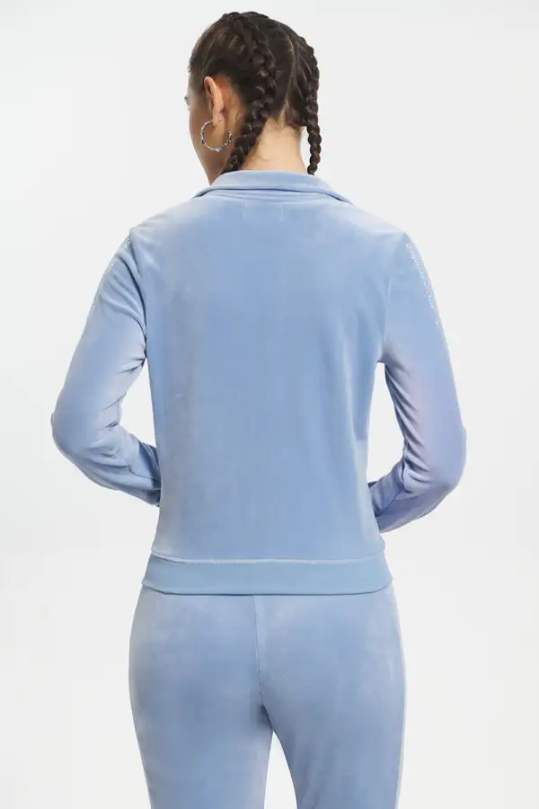 Ombre Bling Cropped Velour Track Jacket