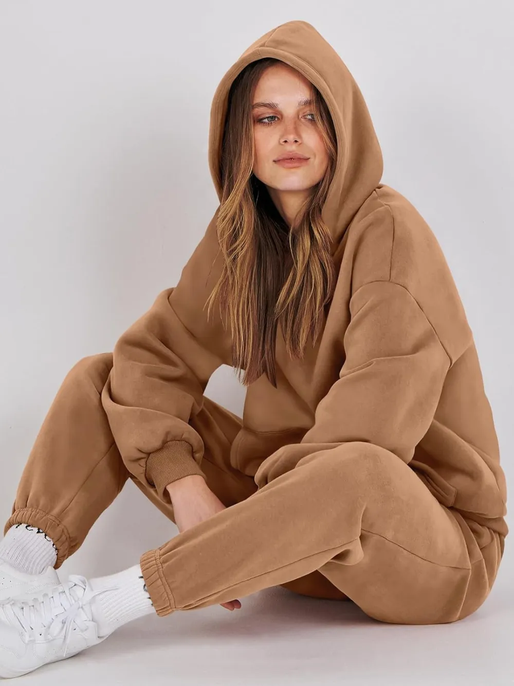(Clearance Sale $1.99⚡) 2024 Women's Fall Oversized Casual Hoodie Two Piece Sweatshirt Jogging Pants Sweatshirt Set