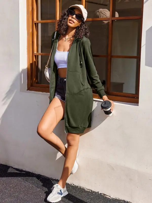 Women's Casual Zip - Up Fleece Hoodie Jacket