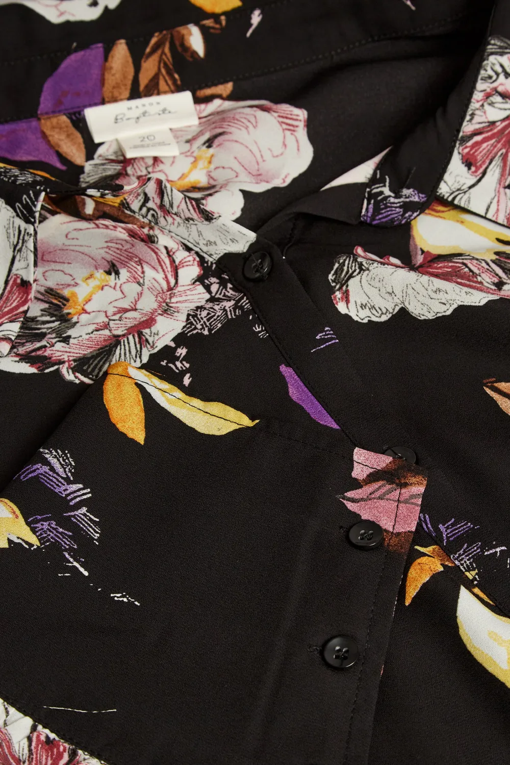Evans Black Floral Print Shirt Dress