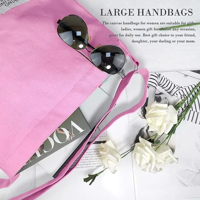 Canvas Tote Bag For Women Retro Large Size Canvas Shoulder Bag Hobo Crossbody Handbag Casual Tote For Shopping And Travel