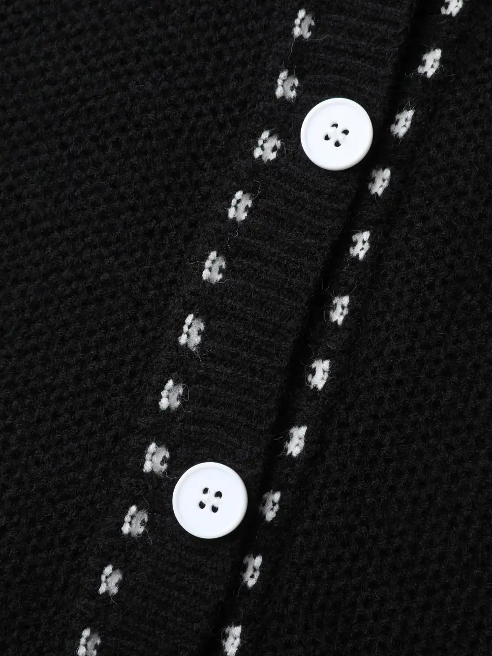 Arc Hem Textured Color Contrast Knit Cardigan