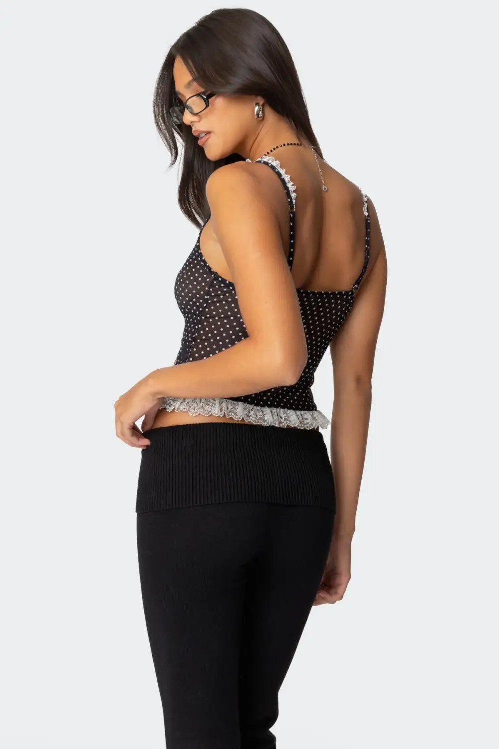 Polka Dot Sheer Mesh Tank Top