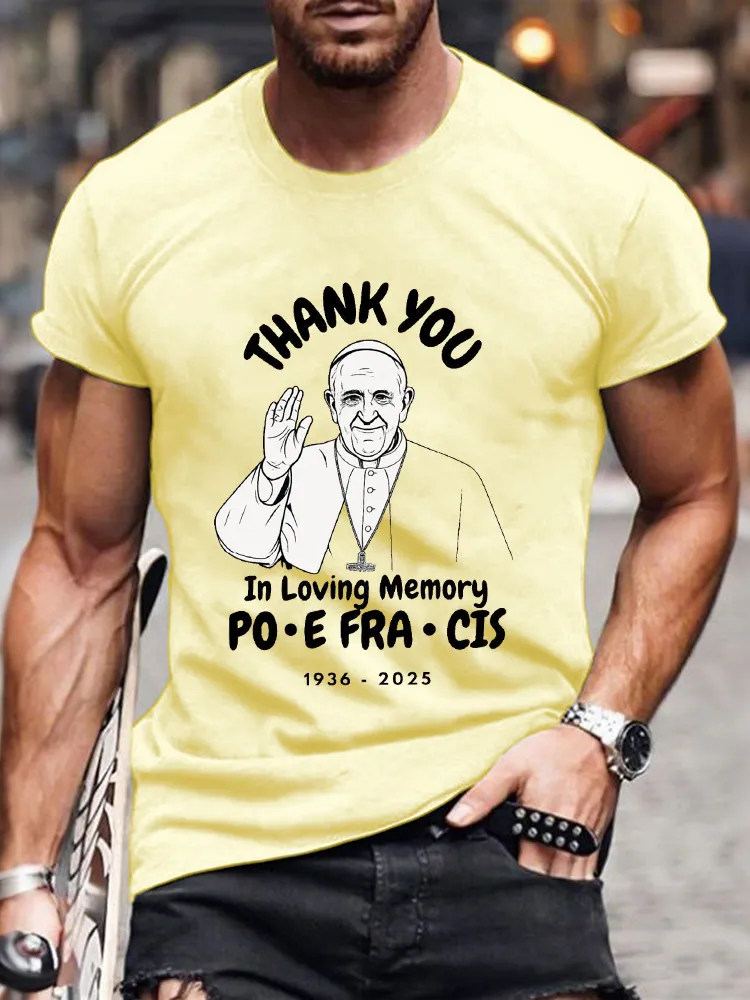 Men's Thank You In Loving Memory 1936-2025 Print Short Sleeve Round Neck Cotton T-Shirt