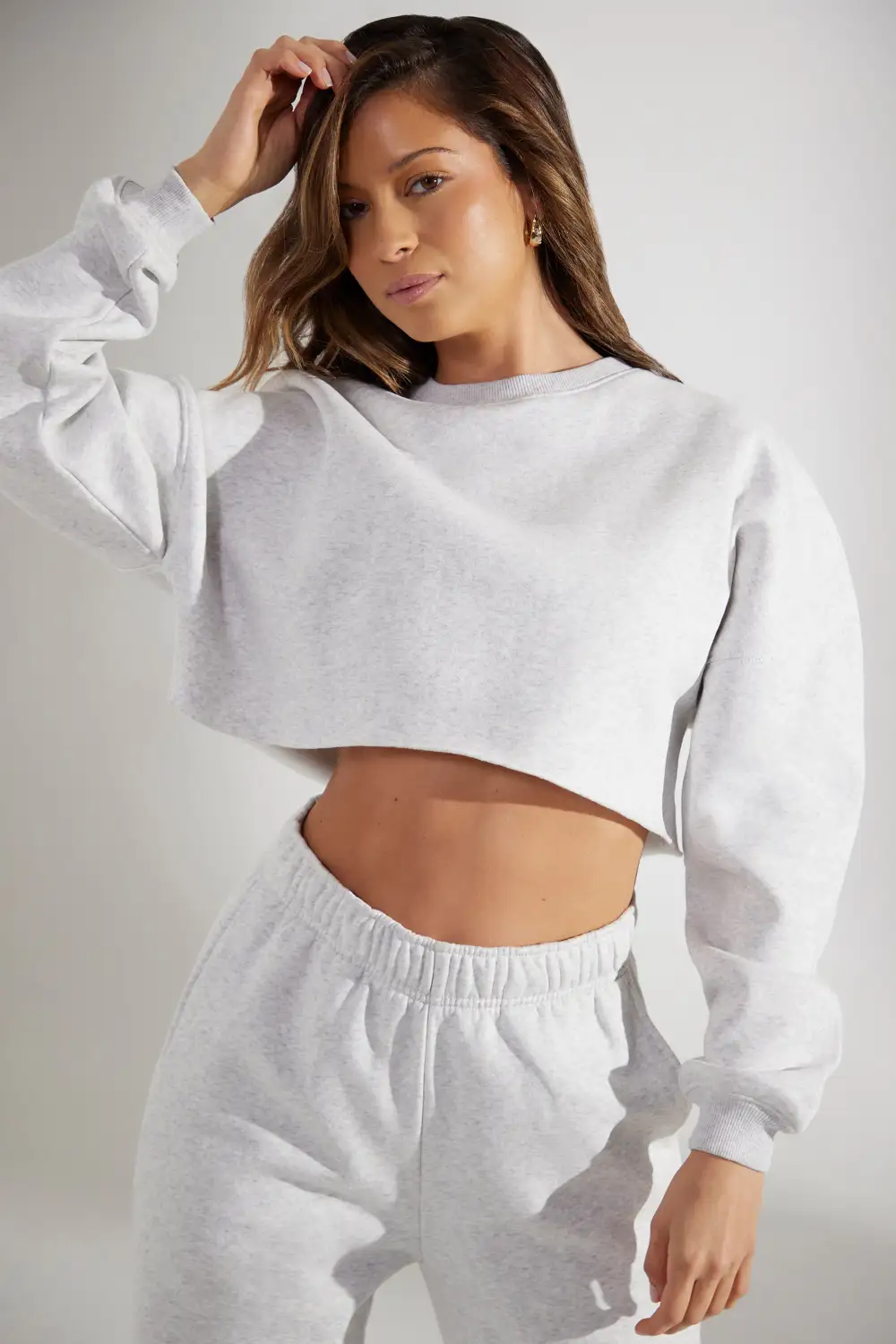 Fundamental - Cropped Oversized Sweatshirt in Heather Grey