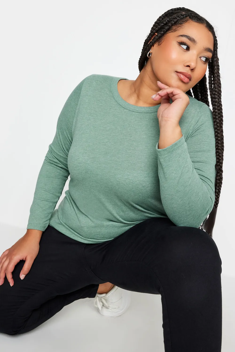 YOURS Curve Black Cotton Long Sleeve T-Shirt