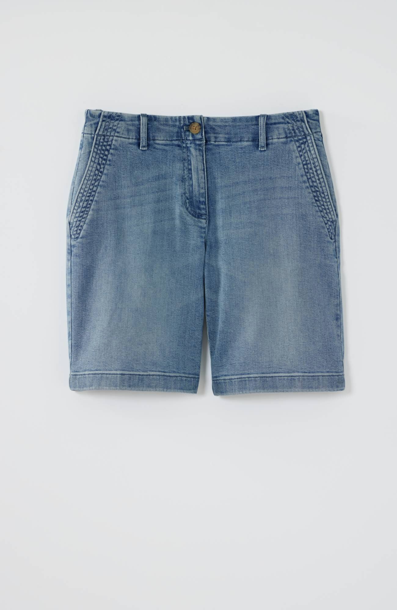 Trapunto-Stitched Denim Shorts