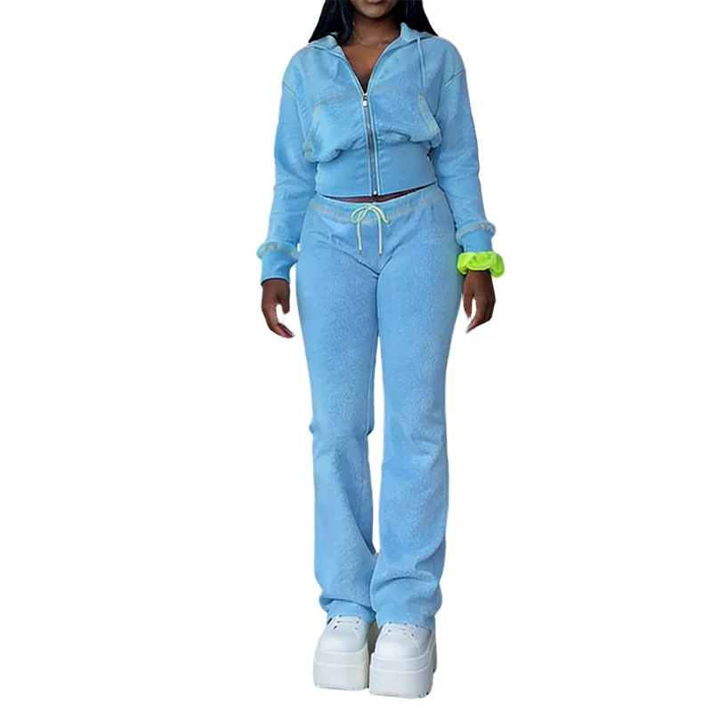 Women's Solid Waffle Knit Two-piece Set