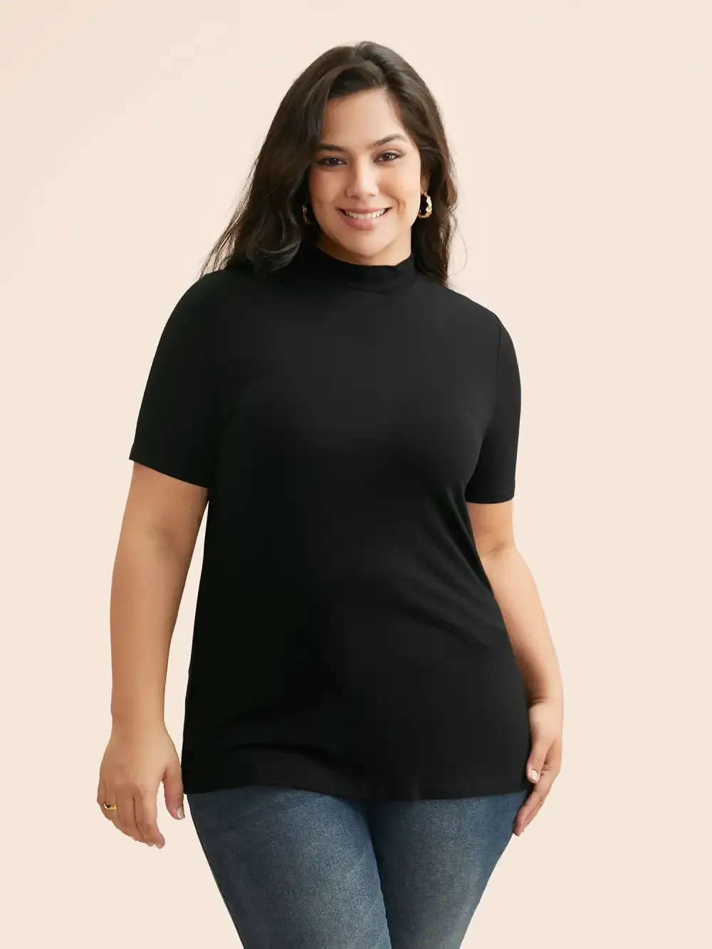 Supersoft Essentials Solid Mock Neck T-Shirt