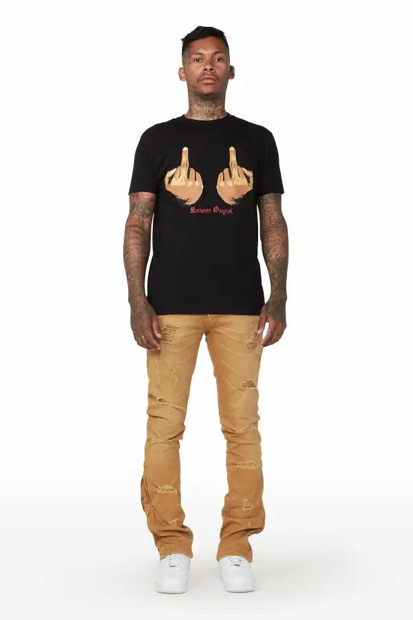 Ezio Gold Stacked Flare Jean