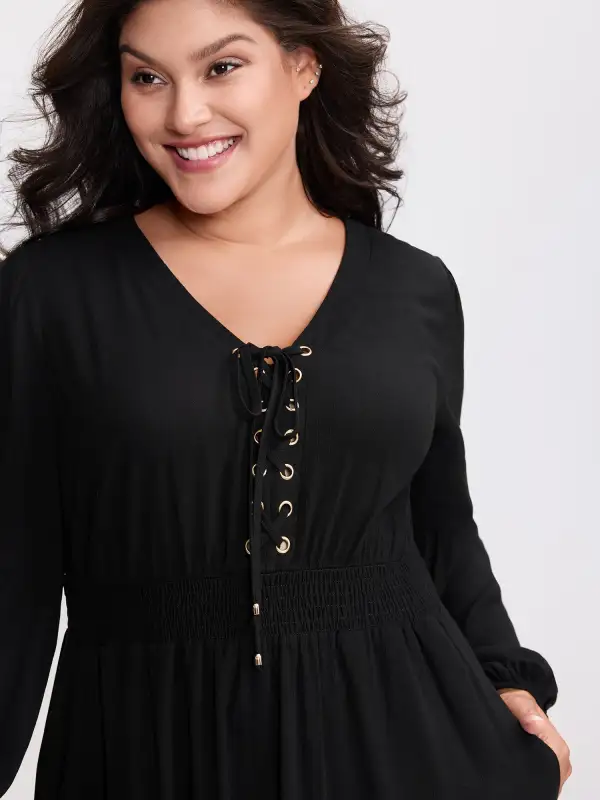 Supersoft Drawstring Shirred Waist Midi Dress