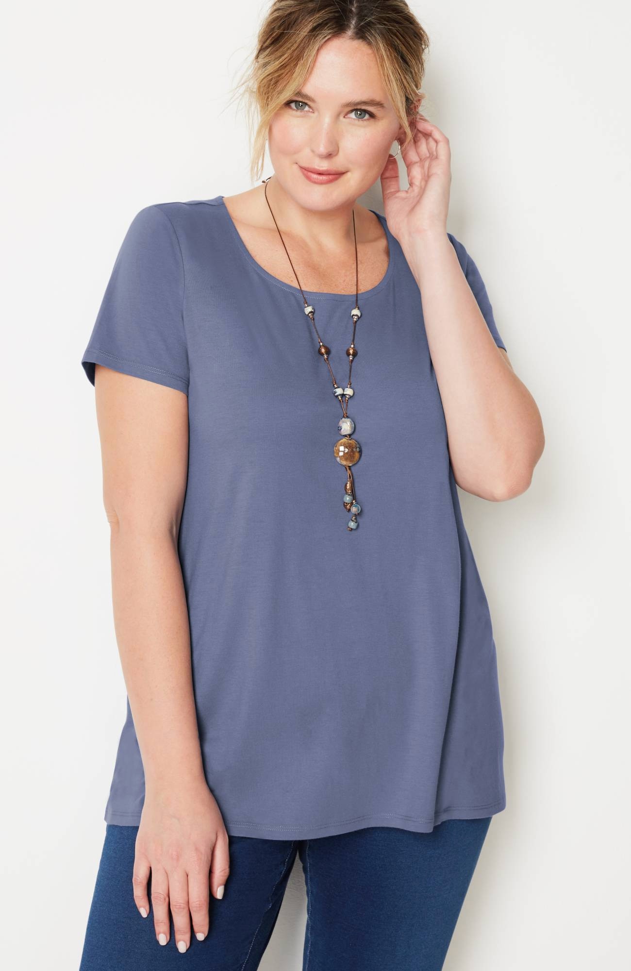 pure jill scoop-neck elliptical tee