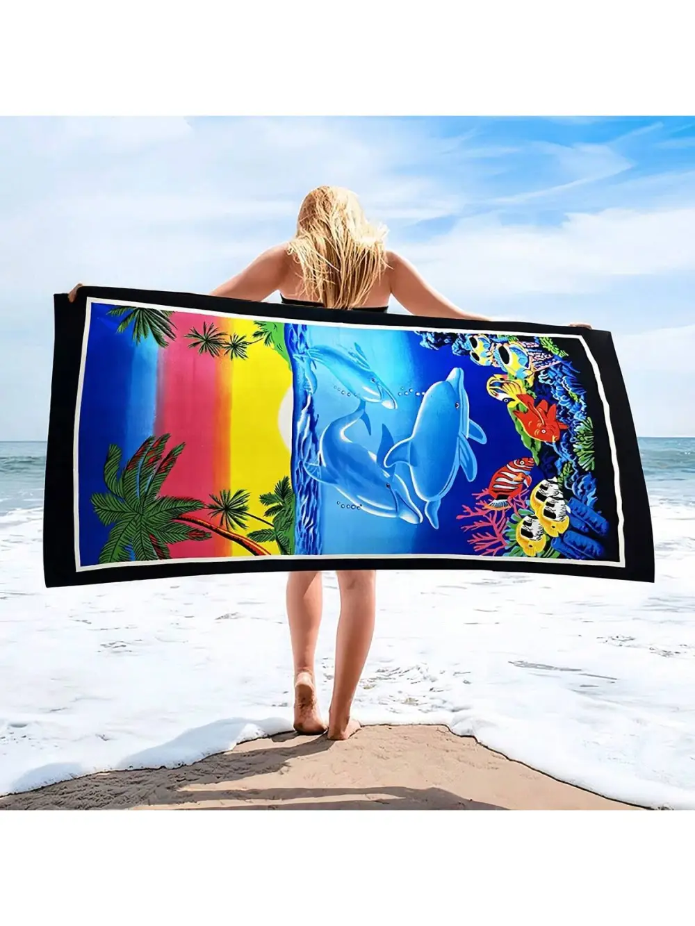 1pc Printed Super Absorbent Quick-Drying Beach Towel/Yoga Towel/Sport Towel, Made Of Microfiber, Size 140*70cm