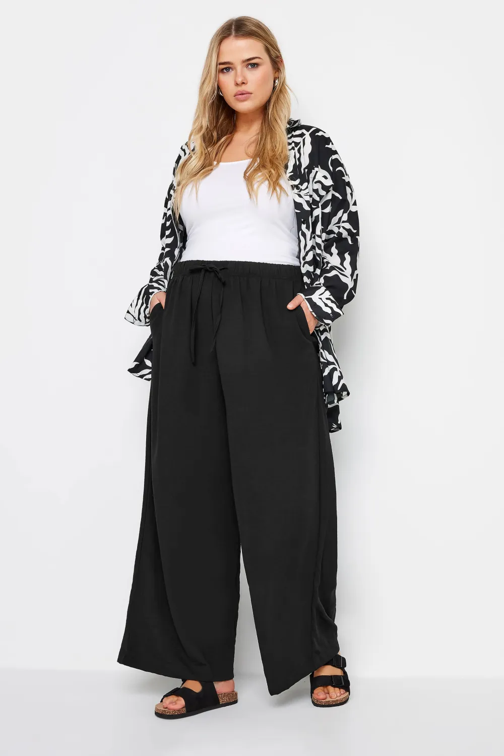 YOURS Curve Olive Green Twill Wide Leg Trousers