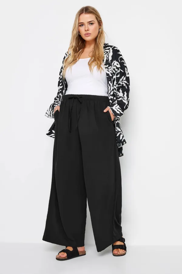 YOURS Curve Olive Green Twill Wide Leg Trousers