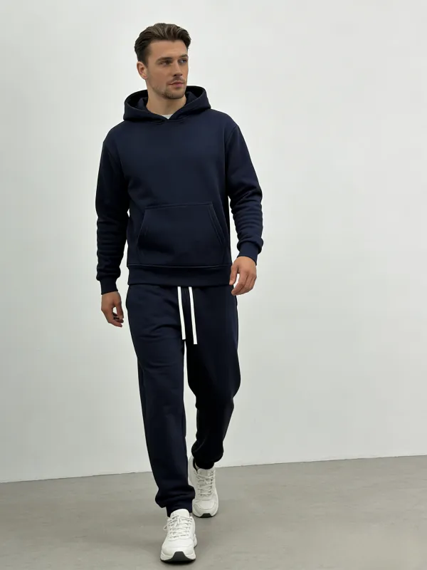Men's Solid Color Two-Piece Tracksuit Set