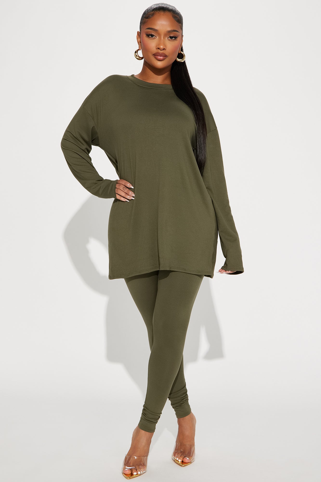 Weekend Vibes Long Sleeve Set - Olive