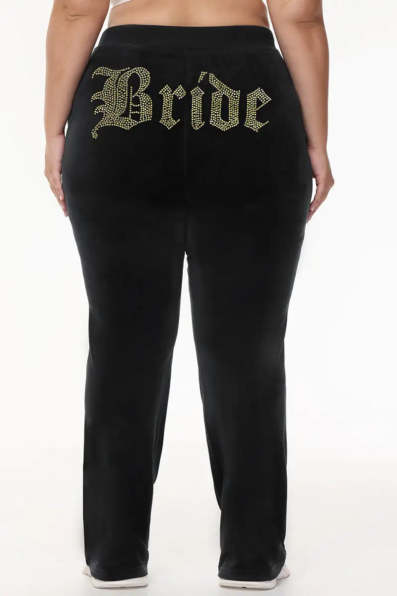 Bride Big Bling Velour Track Pants