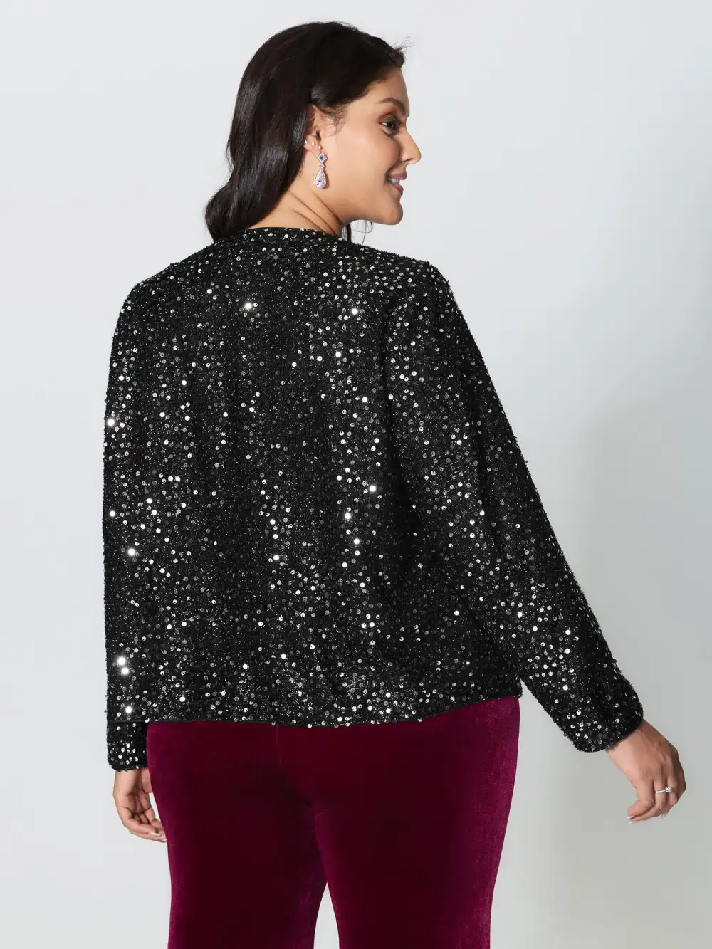 Sequin Bowtie Cropped Coat
