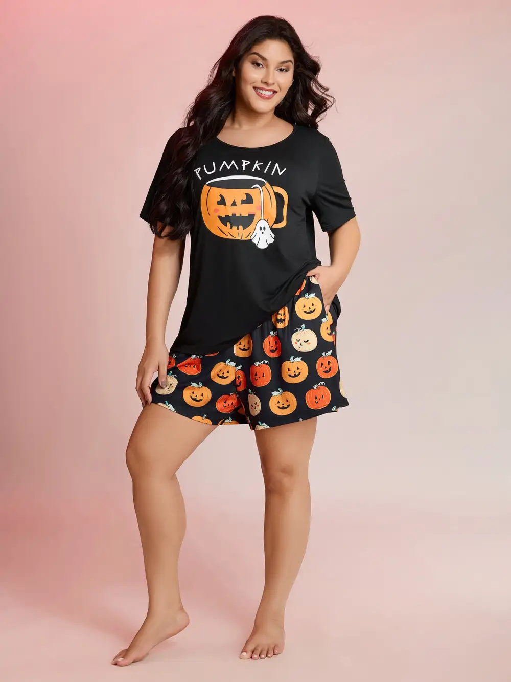 Pumpkin Ghost Contrast Loungewear Set